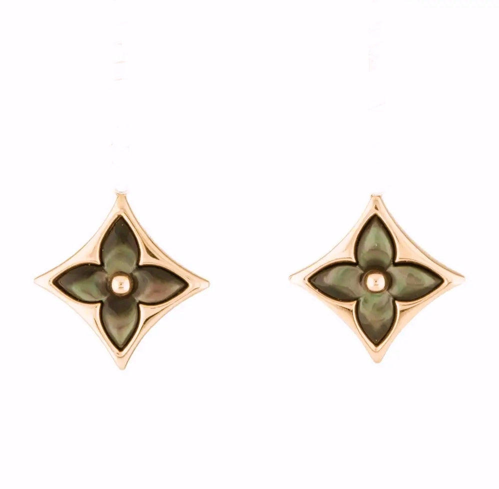 Mother Of Pearl Color Flower Blossom Stud Earrings