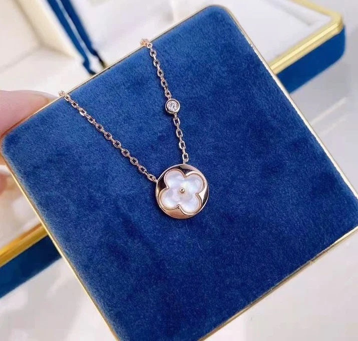 Mother Of Pearl Color Blossom CZ Necklace