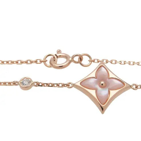 Retro Mother Of Pearl Color Blossom Diamond Flower Bracelet