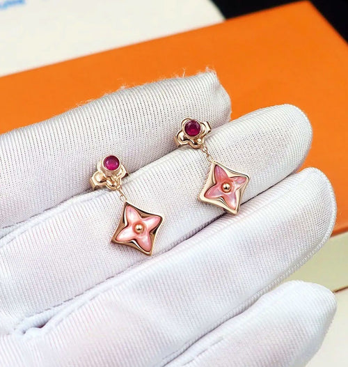 Color Blossom Diamond Drop Earrings
