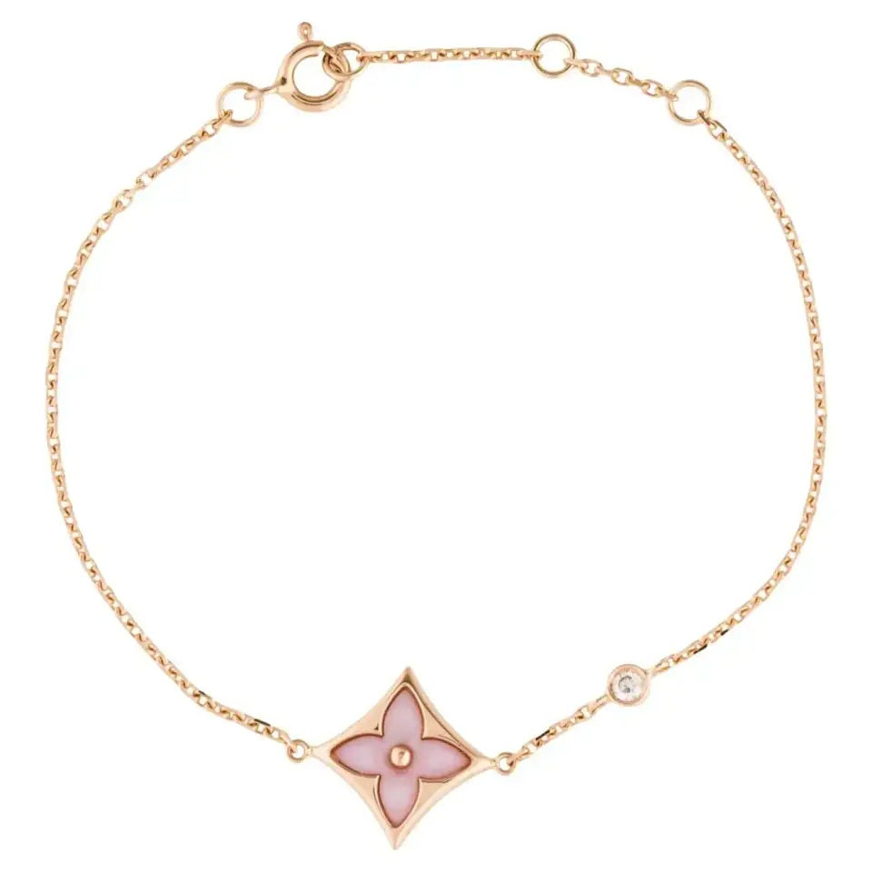 Retro Mother Of Pearl Color Blossom Diamond Flower Bracelet