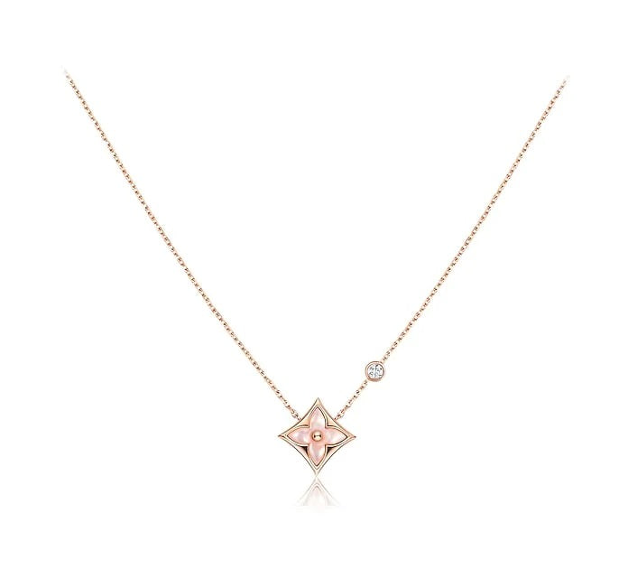 Mother Of Pearl Color Blossom CZ Necklace