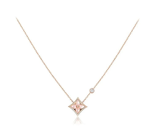 Mother Of Pearl Color Blossom Diamond Necklace