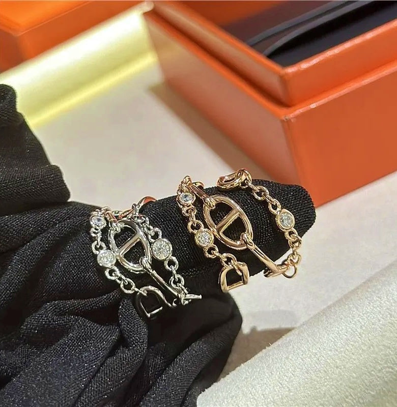 Retro Oval Chain Link Chaos CZ Ring