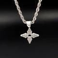 Chunky Pave Flower Rope Pendant Necklace