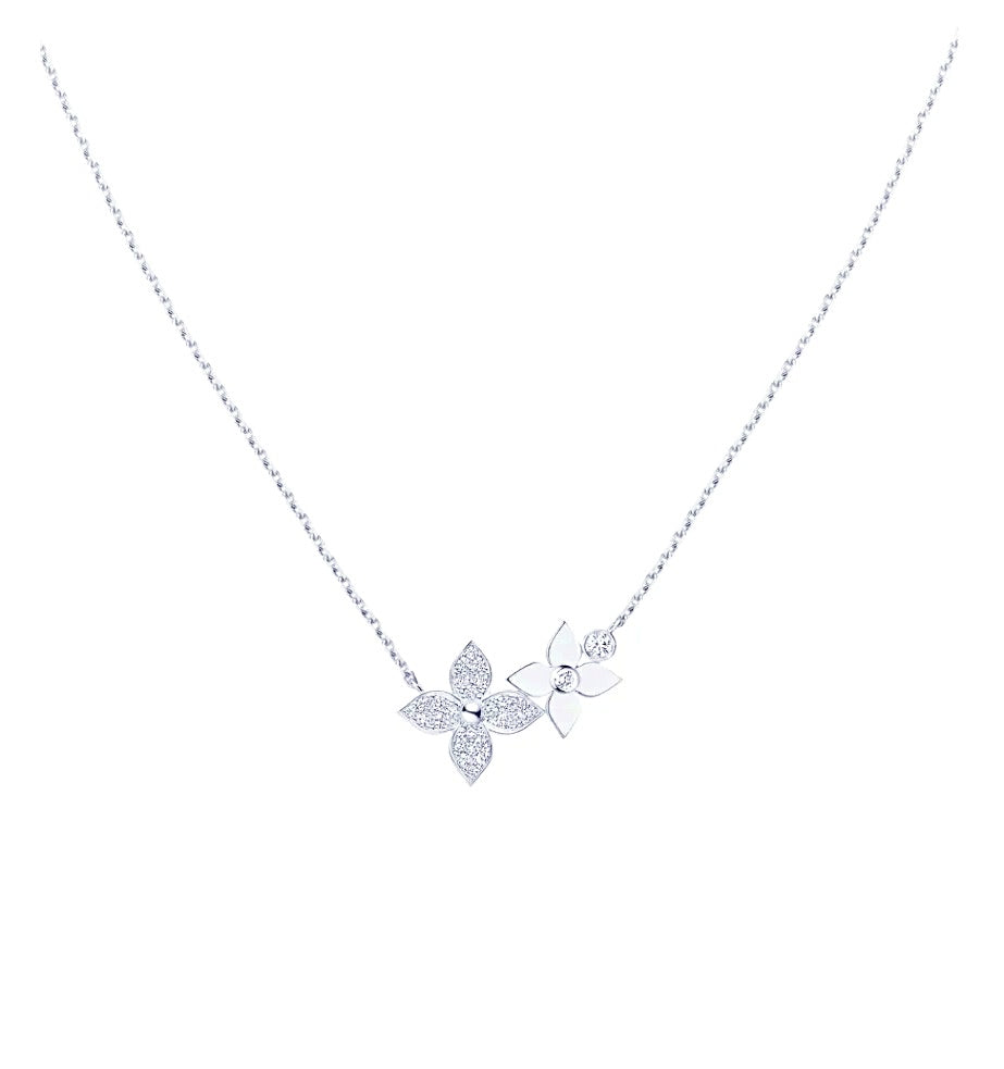 Retro Flower Blossom Diamond Necklace