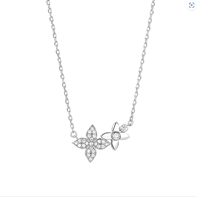 Retro Flower Blossom Crystal Necklace