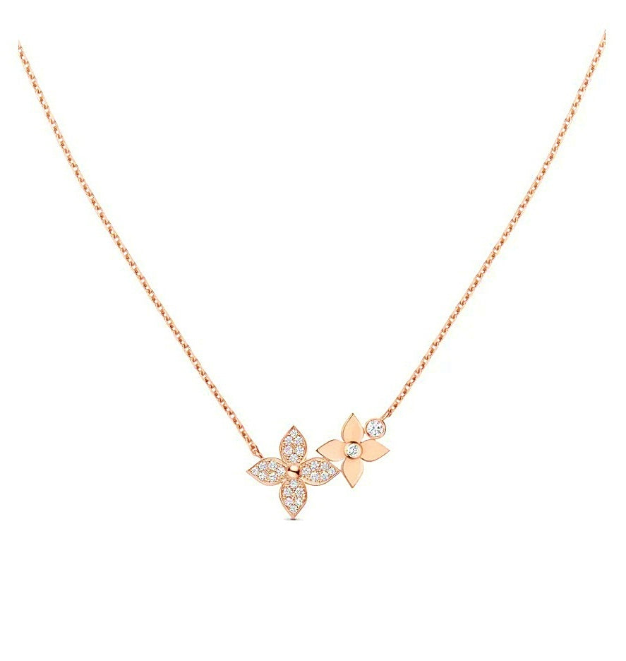 Retro Flower Blossom Diamond Necklace
