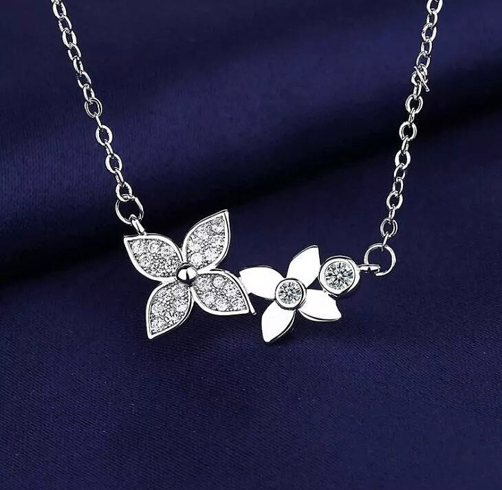 Retro Flower Blossom Diamond Necklace