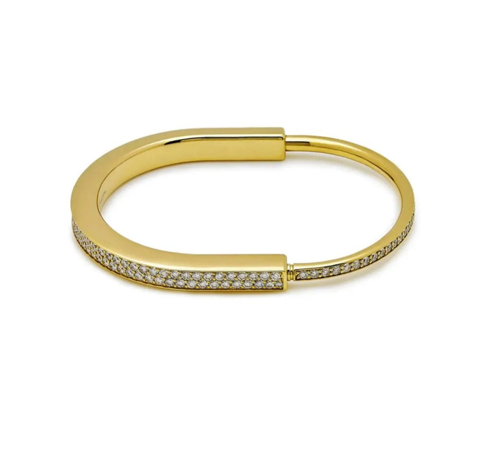 Retro Vintage Pave Diamond Lock It Bracelet