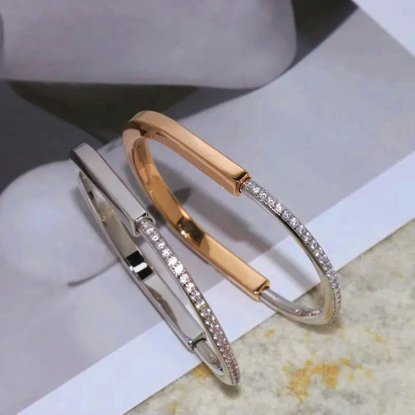 Retro Vintage Pave Diamond Lock It Bracelet