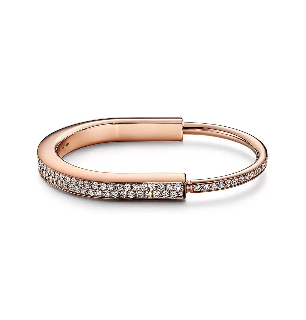 Retro Vintage Pave Diamond Lock It Bracelet