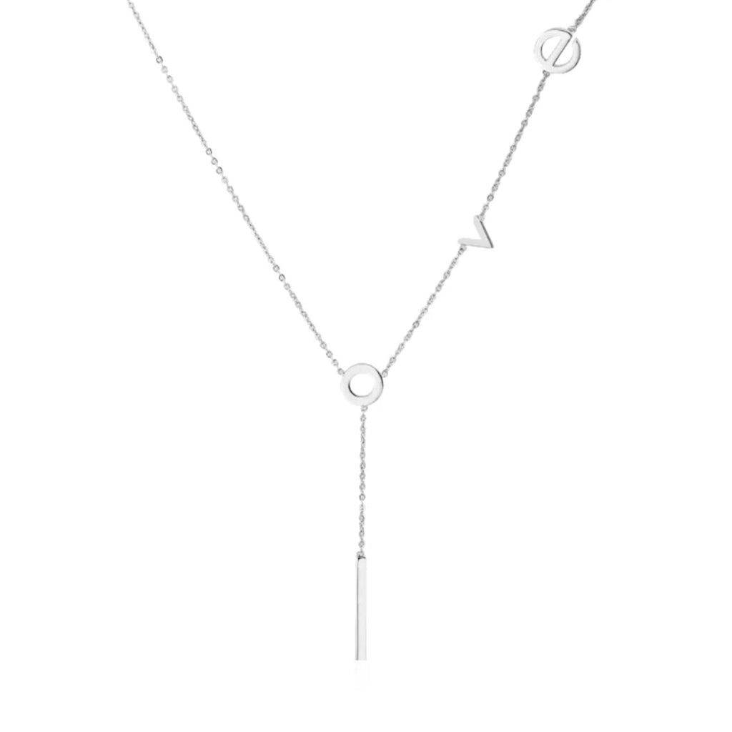 Vintage Love Letter Lariat Bar Necklace