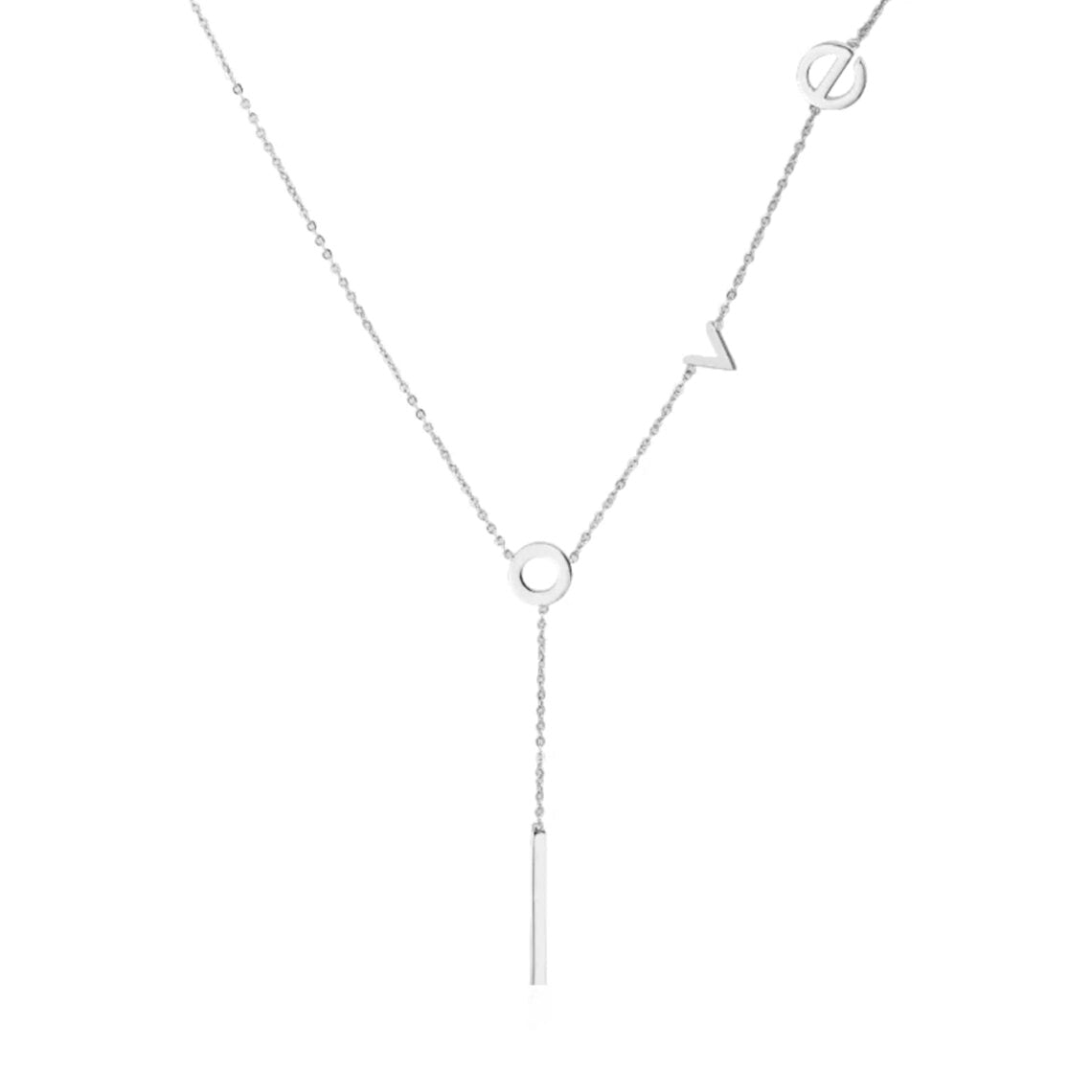 Vintage Love Letter Lariat Bar Necklace