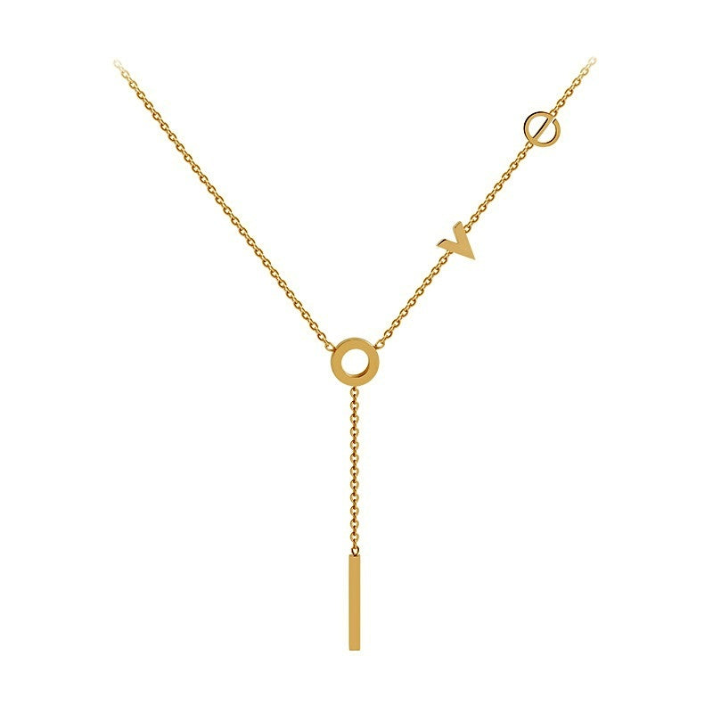 Vintage Love Letter Lariat Bar Necklace