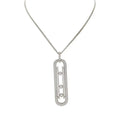 Moving 3 Diamond Oval Paved Necklace