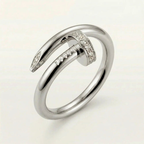 CZ Pave Wrap Nail Ring In Sterling Silver