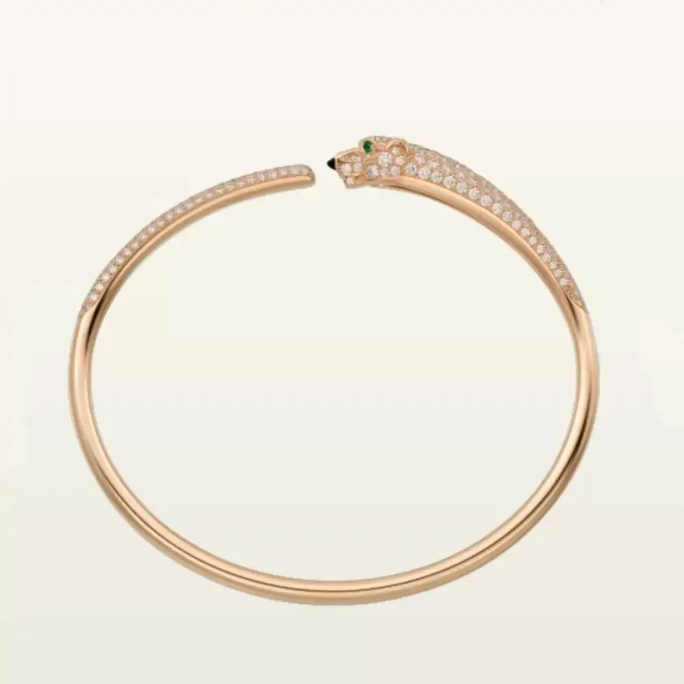 Retro Open Cuff Panther Bangle Bracelet