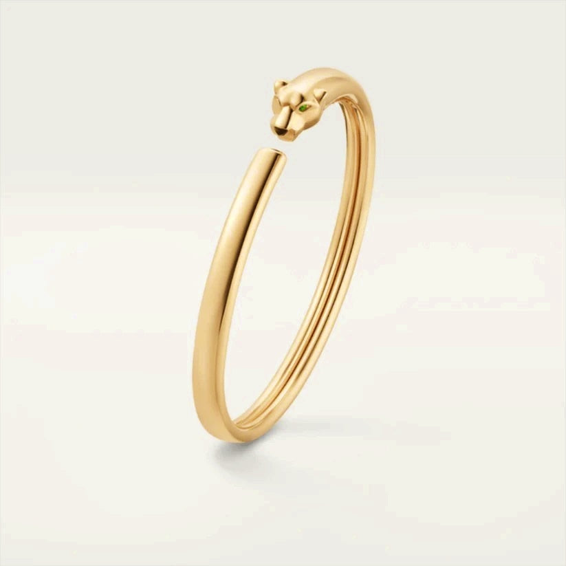 Retro Open Cuff Panther Bangle Bracelet