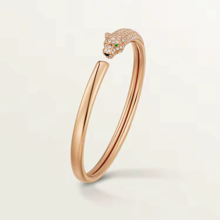 Retro Open Cuff Panther Bangle Bracelet