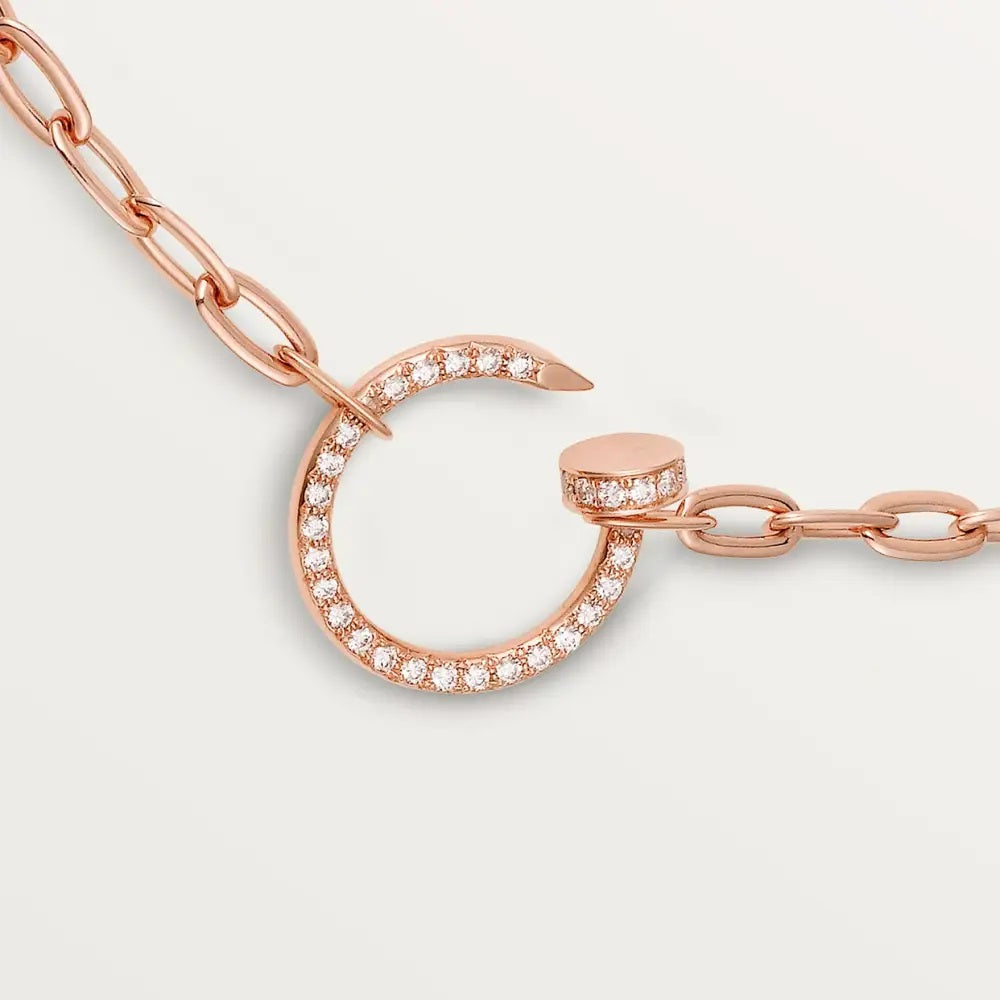 Rose Gold Paved Diamond Nail Necklace
