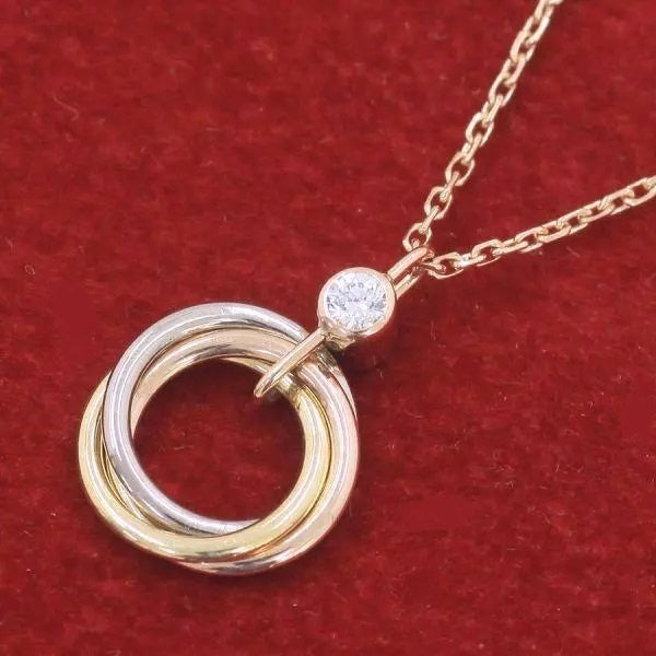 Retro 3 Ring Trinity Eternity Pendant Necklace