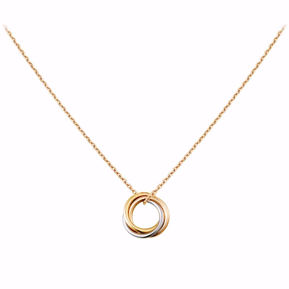 Retro 3 Ring Trinity Eternity Pendant Necklace