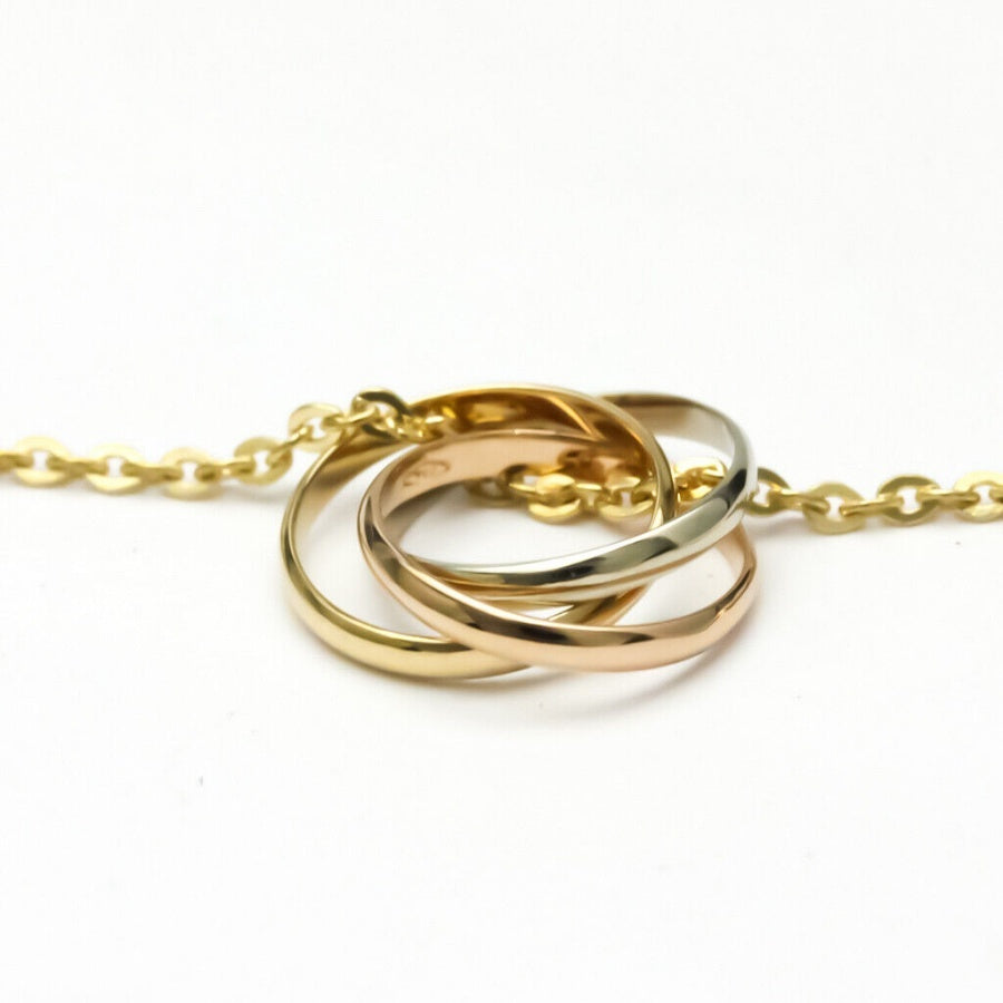 Retro 3 Ring Trinity Eternity Pendant Necklace