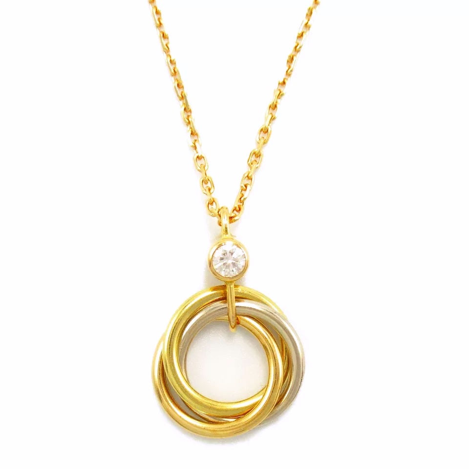 Retro 3 Ring Trinity Eternity Pendant Necklace